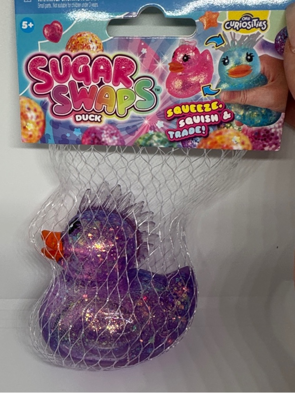 ORB Curiosities Sugar Swaps Duck Glitter Mesh Squeeze Toy